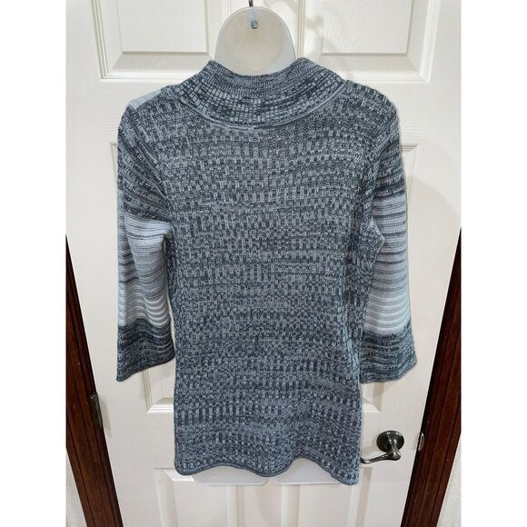 Ming Gray Patterned Knit Sweater Top S 3/4 Sleeves Acrylic/Wool Blend Textured D - Picture 5 of 8